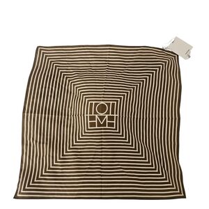 Toteme Signature Monogram Silk Geometric Print Scarf Scandinavian Brown Creme